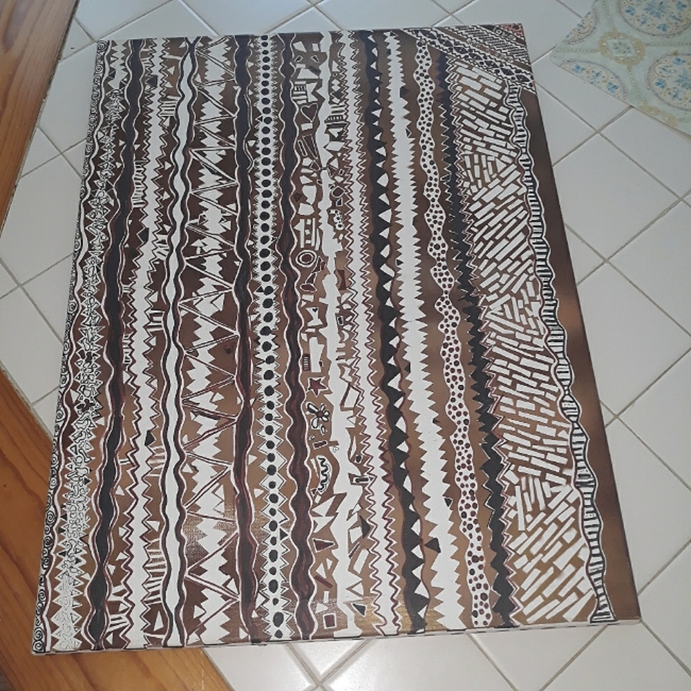 Stripe art canvas art brown geometric design wall art white hanging decor